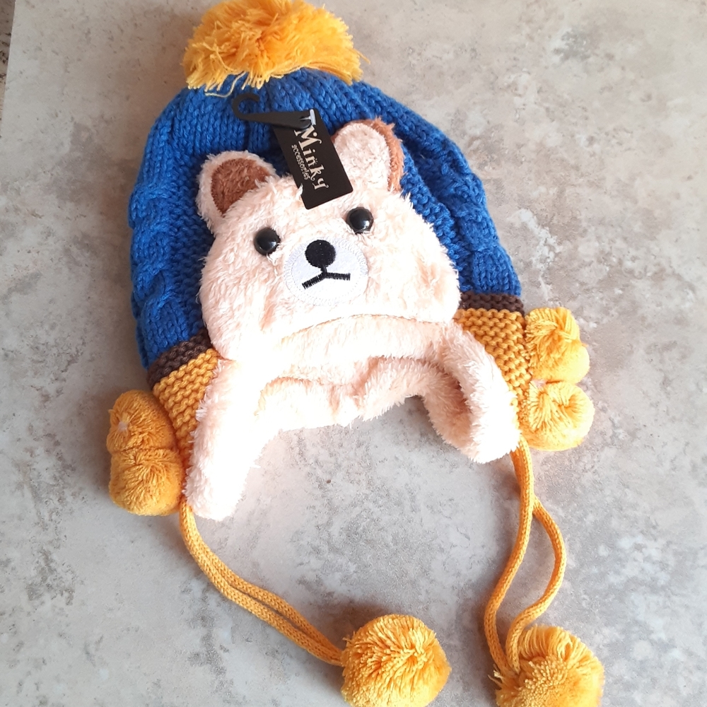 Baby Bear Kids Beanie with Pom Pom